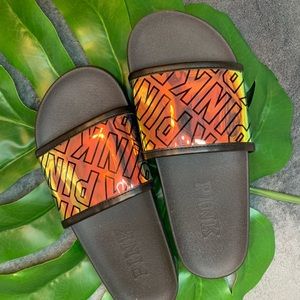 Victoria Secret Pink Iridescent Slides🌈